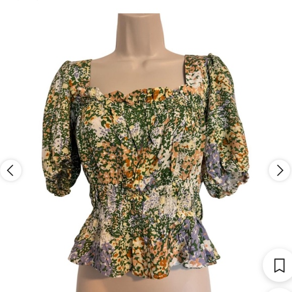 Cynthia Rowley Tops - Green floral blouse